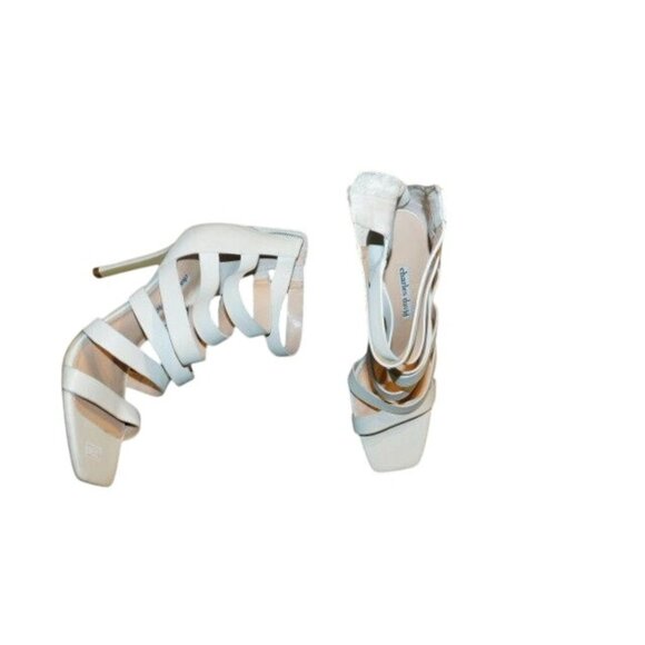 Charles David Size 8 Bone Leather Strappy Gladiator Style Heels NEW - Picture 1 of 3